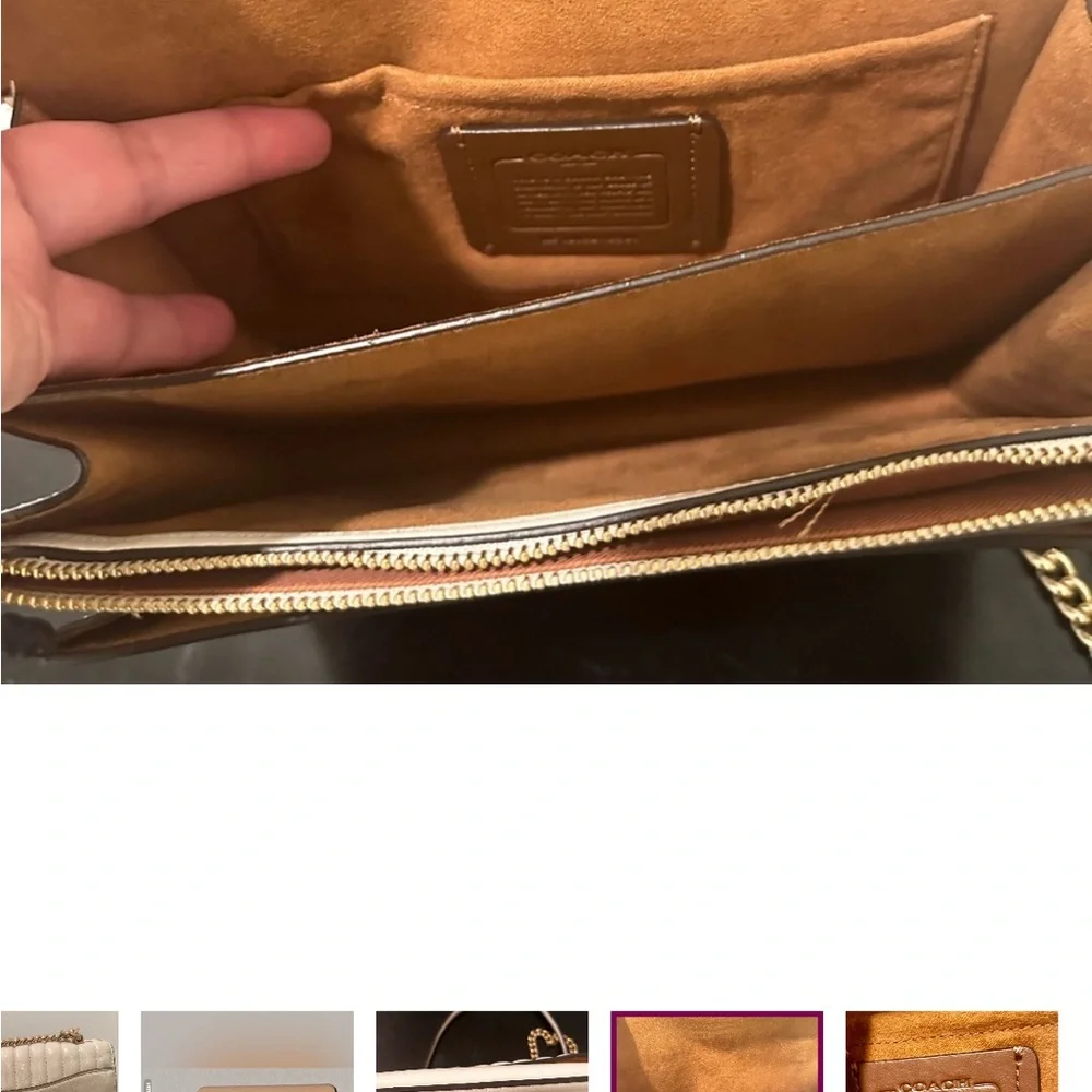 Coach Quilted Crossbody Bag in Cream with Gold Hardware - Picture 4 of 5